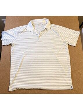 Men's 2XL Nike White Striped Short Sleeve Athletic Golf Polo Shirt